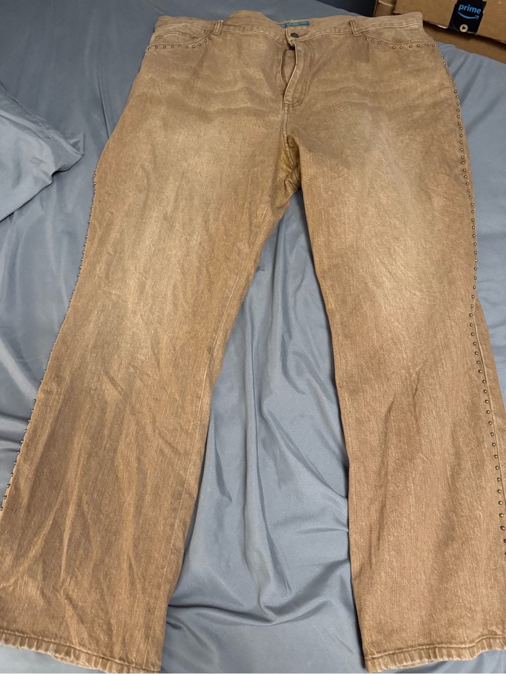 Lauren Jeans Co. Brown metal studded jeans 22W 100% cotton Y2K